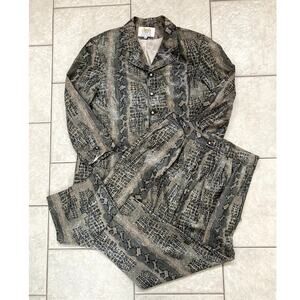 Live Collection Bijan Danialian Suit Set Mens 2XL Coat Pants Snake AOP Baggy NWT